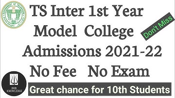 Telangana Model College Inter 1st year Admissions 2021 || No fee & No Exam || Telugu