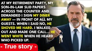At My Retirement Party, My Son-In-Law Slid Documents Across The Counter Demanding I Sign Over My...
