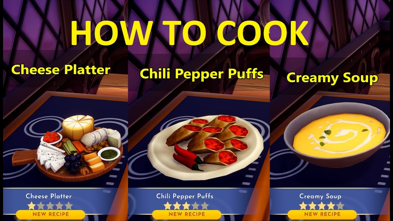 How to cook Cheese Platter, Chili Pepper Puffs, and Creamy Soup in
