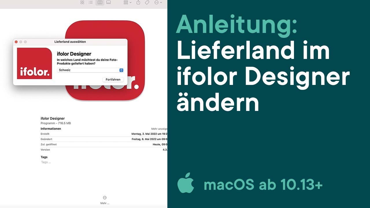 ifolor Tutorials | Lieferland im ifolor Designer für Mac ändern - YouTube