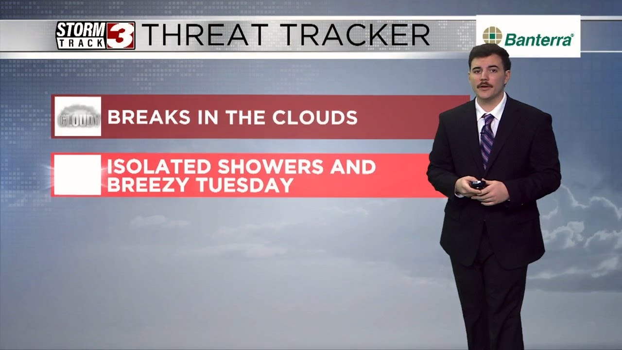Clouds Break and Lead to Isolated Rain on Tuesday - YouTube