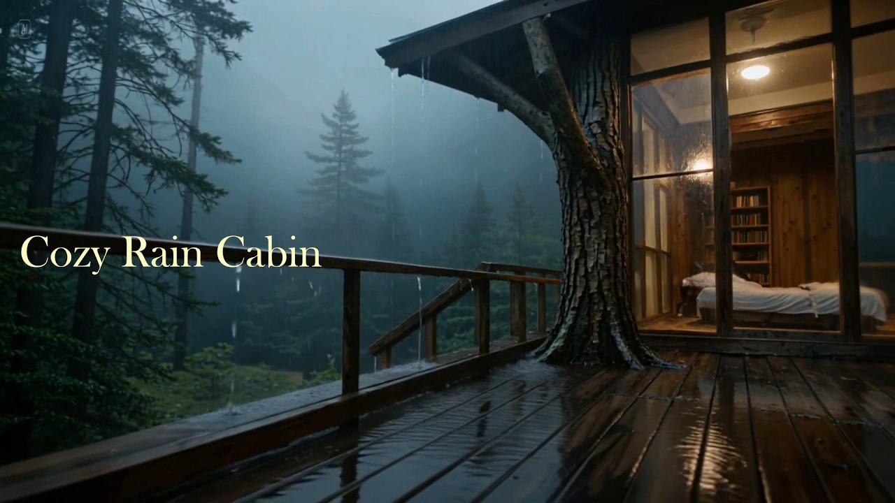 Rain on Cabin Window at Night 🌧️ Cozy Forest Cabin for Deep Sleep - YouTube