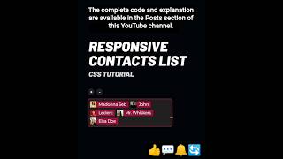 📃 Responsive Contacts List #css #javascript #html #tutorial #how #animation #webdesign #code #full