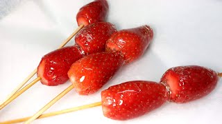 士多啤梨冰糖葫蘆 / 簡單中帶點麻煩 / 剩下糖漿可做這個東西 Sugar coated Strawberries【20無限】