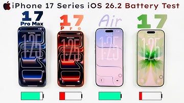 iPhone 17 Pro Max vs 17 Pro vs AIR vs iPhone 17 - iOS 26.2 Real Life Battery DRAIN Test 🔋