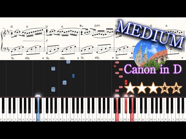 【楽譜】カノン/パッヘルベル（ピアノソロ中級）【ピアノアレンジ楽譜（コード・ペダル付き）】Canon in D - Johann Pachelbel/クラシック class=