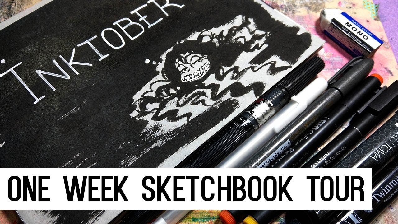 One Week Sketchbook Tour | Inktober Sketchbook - YouTube