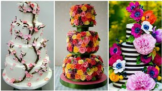 Most creative and flower decoration wedding cake design/beautiful wedding cake design