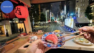 I Tried a Conveyor Belt Sushi Bus in Tokyo Japan | SUSHI BUS