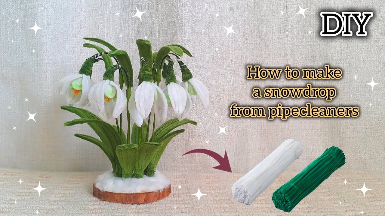 DIY Flowers : How to make a snowdrop from Fuzzy wire | pipe cleaner snowdrop | kerostudiodiy 