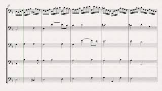 J. S. Bach, Cello Suite No. 2 in D minor, BWV 1008, Prelude with essential voices (score)