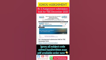 IGNOU RC Delhi- 2 Assignment SubmissionGuidelines Dec 2025 Session | IGNOU Assignment Submit 2025