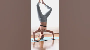 Bowed legged headstand yoga with yoga LOVE background music