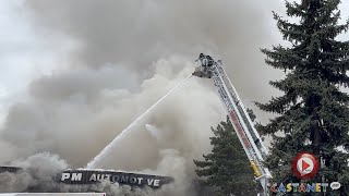 RAW: Auto shop up in flames