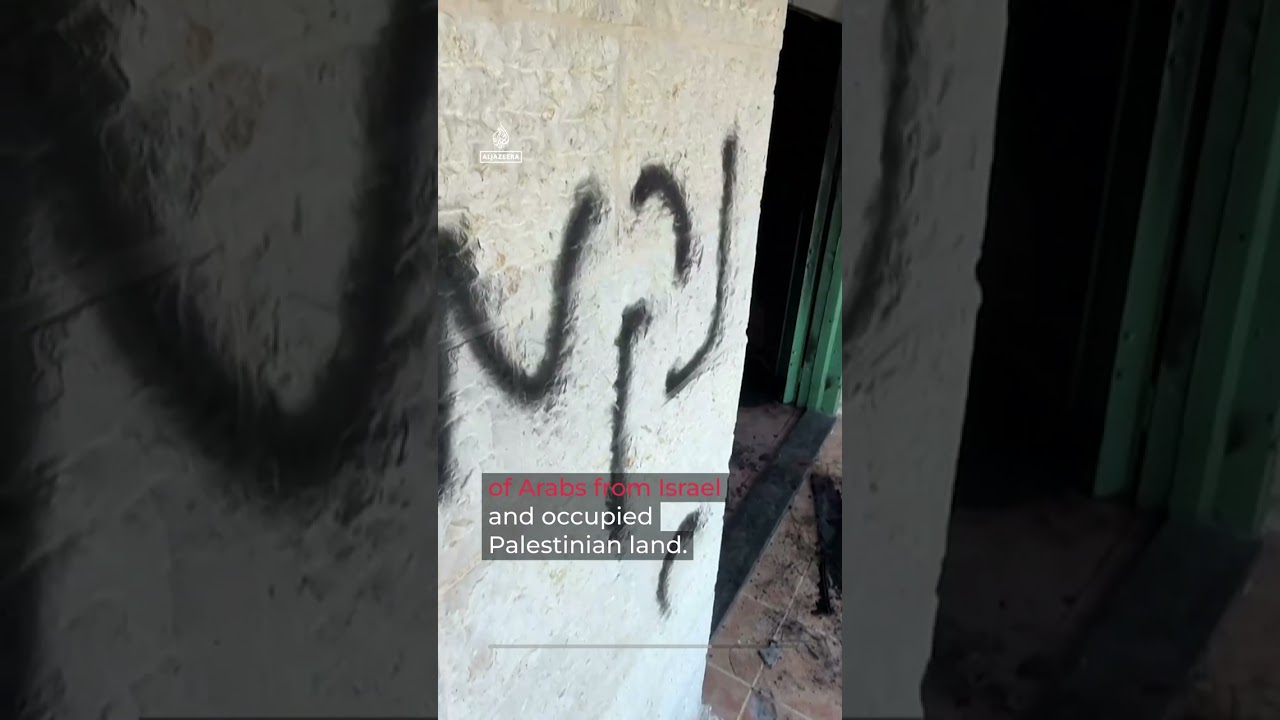 Israeli settlers set fire to a mosque in the occupied West Bank