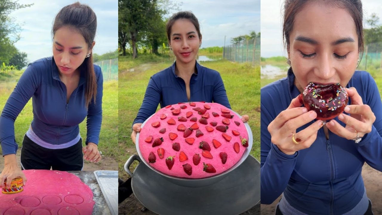 How to cook donut strawberry with sauce recipe