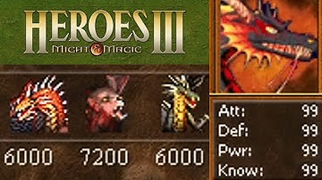 Heroes 3: Emerging victorious against the "Primary Skills 99x4" Dragonmaster (Dungeon