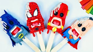 Making ice cream mod superheroes Zombie Spider man, Super Man, Bat man with clay | Sky Clay
