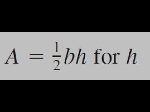 A 1 2 Bh For H Solve For The Specified Value Youtube