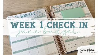 Week 1 Check In | June 2023 Budget | Sara Marie Stickers | EC Monthly Planner |
