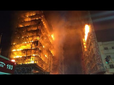 Towerblock collapses in Sao Paulo after fire