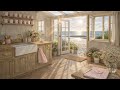 Cozy Beach Cottage Spring Morning 🌊🌸 Seaside Ambience + Ocean Sounds | Focus or Relaxing | 4 Hours