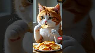 Orange Cat Eating Chips Asmr