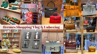 NYC HERMES SHOPPING VLOG &amp; UNBOXING WITH PRICE: H D&#39;ANCRE RING, DAY SNEAKER, RODEO PEGASE🍊爱马仕配货开箱