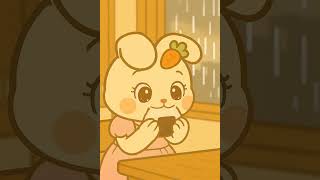 A soft bite. A happy bunny.🐰🍙  #shorts  #cute #bunny #animation