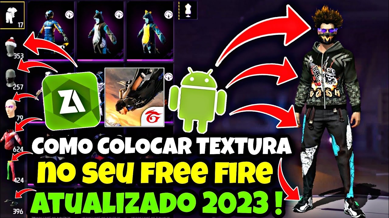 COMO COLOCAR TEXTURA NO FREE FIRE ATUALIZADO 2023 ! COMO POR TEXTURA NO FREE  FIRE ! PARA ANDROID 