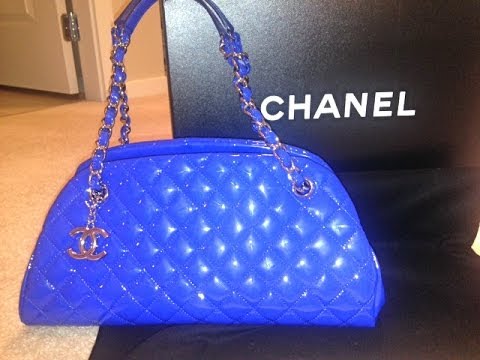 CHANEL Just Mademoiselle Ombre Degrade Patent Quilted Bowling Bag Blac