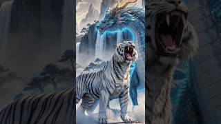 Snow Tiger with Snow Dragon ai animal fusion #tooniverse #aishorts #animatedshorts #hybridanimals