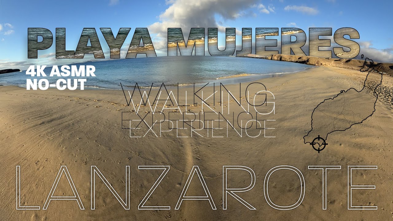 Mujeres Beach at sunrise | LANZAROTE No-cuts Raw Walking Experience | ASMR 4K | Canary Islands