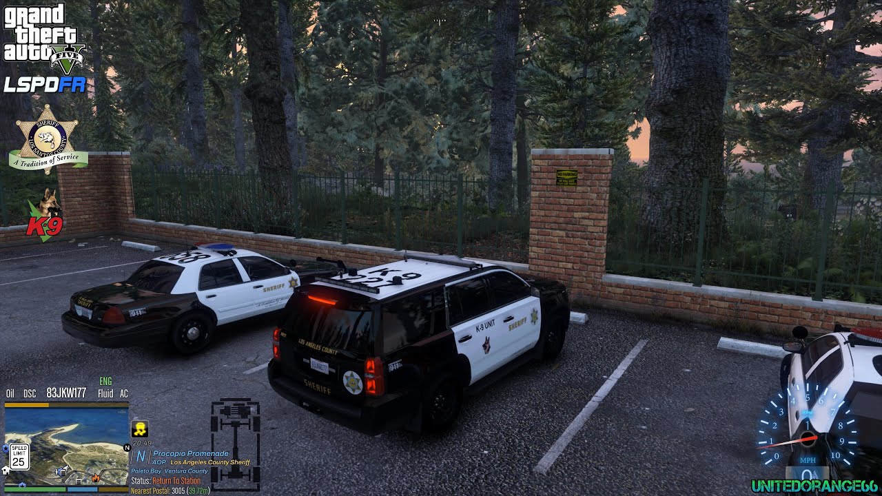 GTA V - LSPDFR 0.4.9🚔 - LSSD/LASD - Sheriff K9 Patrol - Vehicle Pursuits | Naked Person - 4K