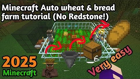 Minecraft auto wheat & bread farm tutorial (No Redstone!)
