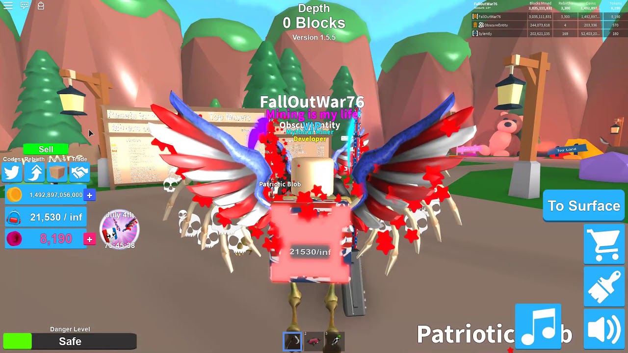 Mining Simulator Buying The New 4th Of July Pack Plus New Codes Youtube - roblox mining simulator gameplay july 4th pack 7 new