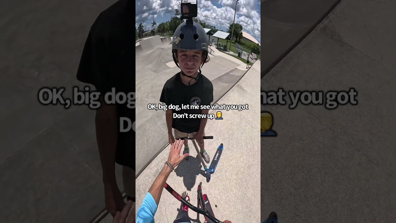 Me and this kid have beef 😤 #scootering #scootertricks #skatepark #sports #challenge #actionsports