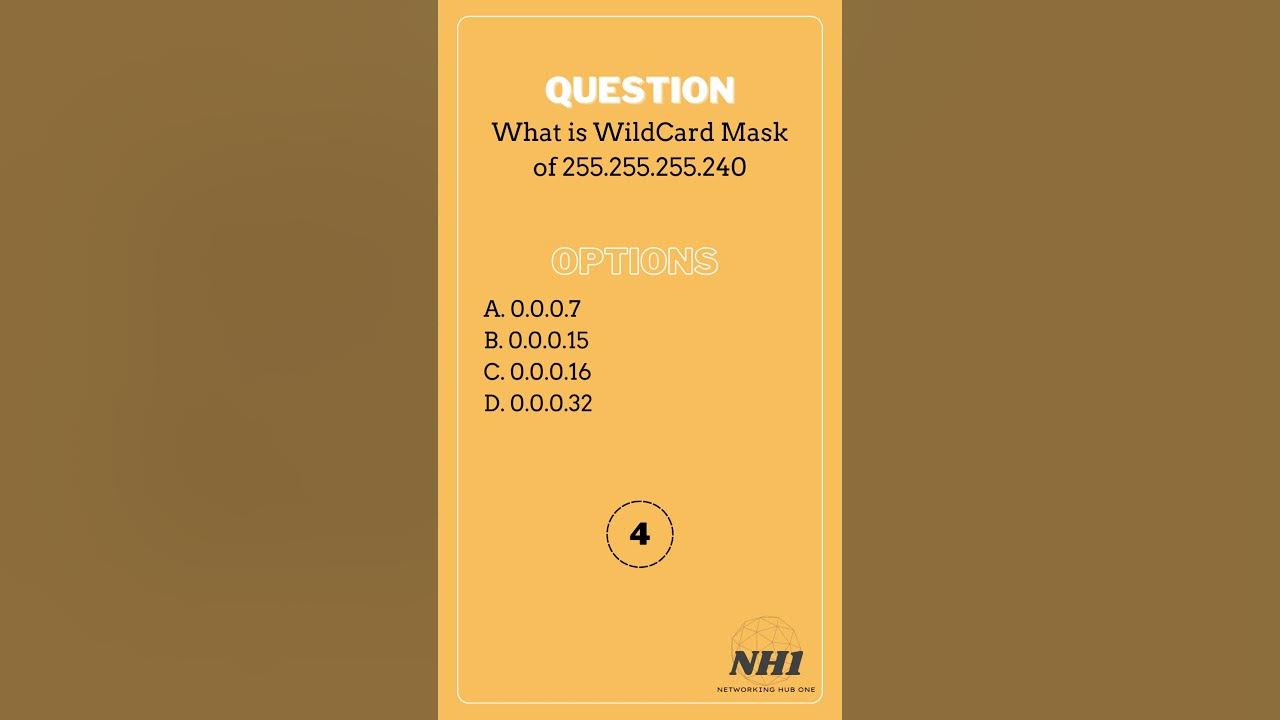 MCQ114 Understanding Wildcard Masks What is the Wildcard Mask of 255.255.255.240? YouTube