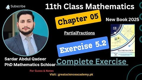 Class 11 Maths Chapter 5 | Exercise 5.2 New Maths 11th Class |  PACTTA syllabus 2025