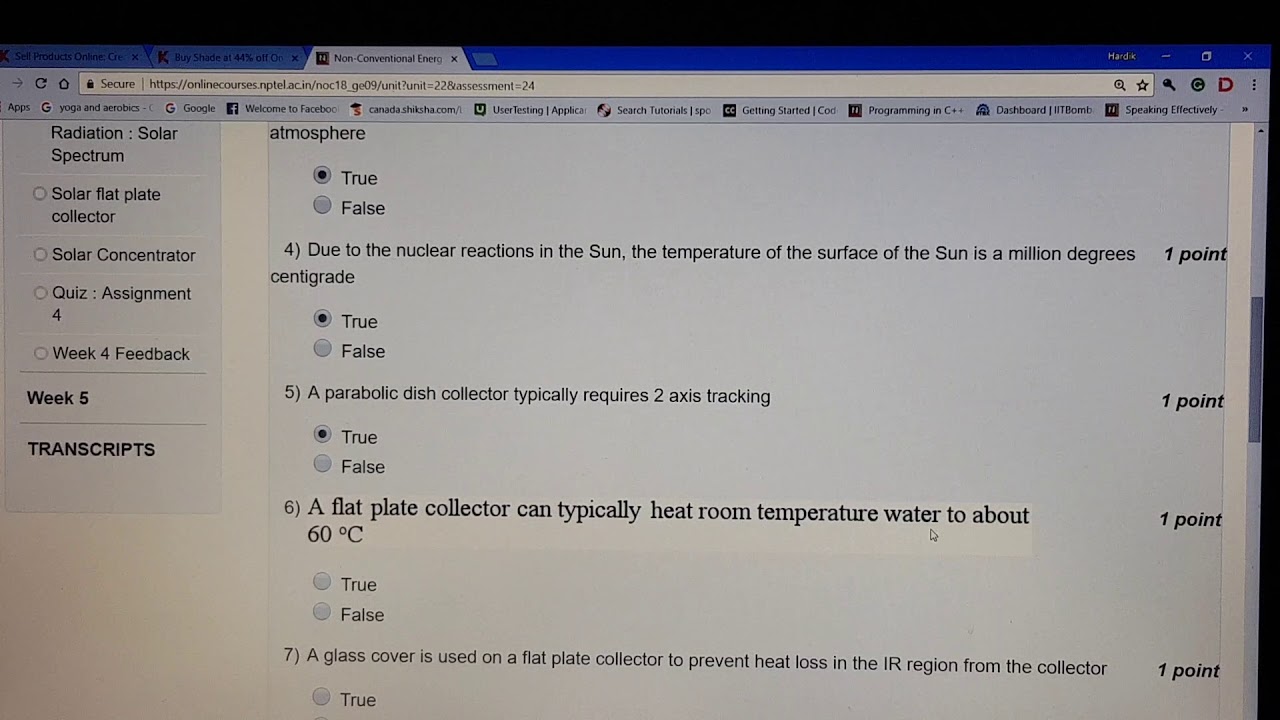 NPTEL Non conventional Energy Resources Assingment 4 solution YouTube