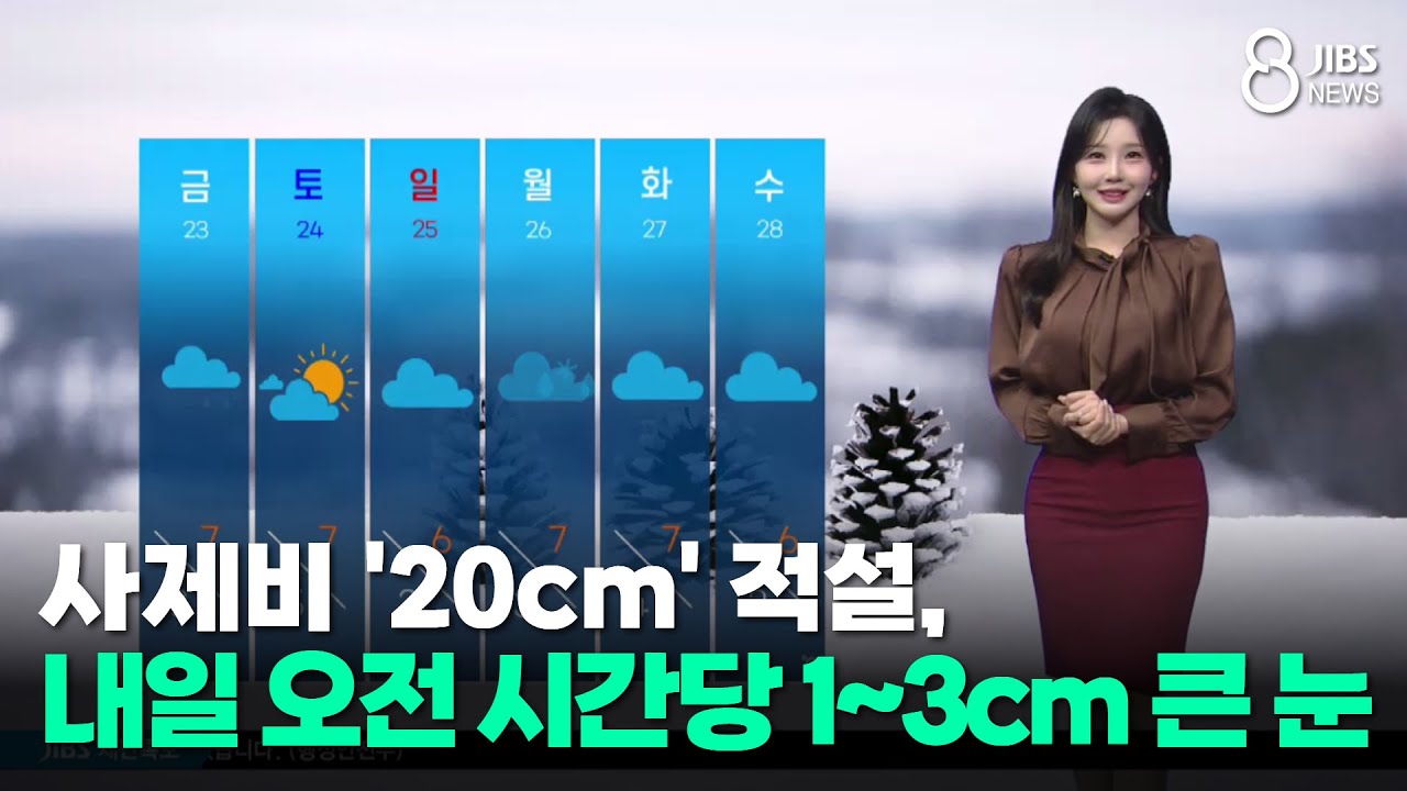 [제주날씨]사제비 '20cm' 적설, 내일 오전 시간당 1~3cm 큰 눈/JIBS/제주/2026.01.21