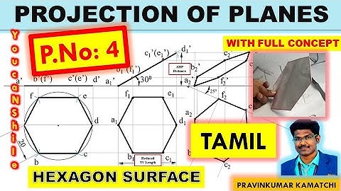 #Projectionofplanes | P.No 4 | Tamil | Hexagonal plane | EG # Pravinkumar