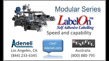 LabelOn™ Modular Labeling Machine: Empty Fruit Juice Bottles -Flat Sided Labeling and Round Labeling