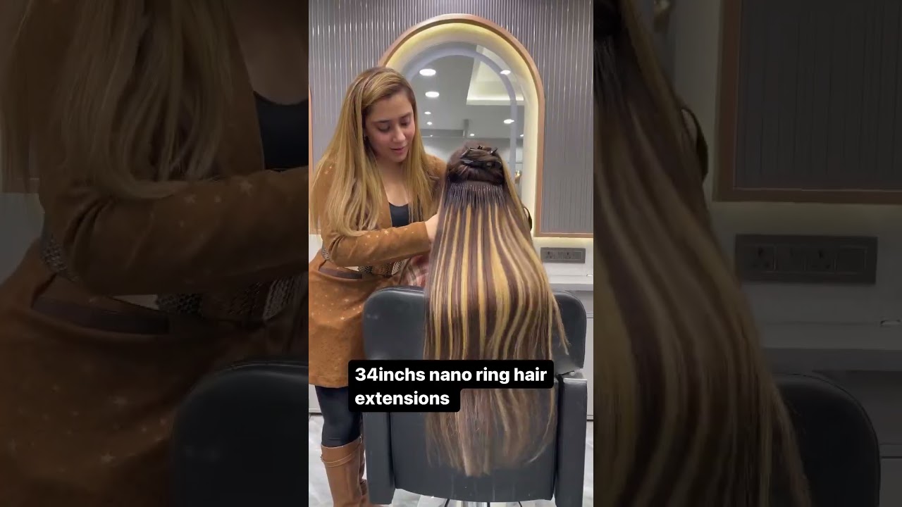 34inchs nano ring hair extensions at alisha’s empire salon 📱9899130018/7838480808 #nano #nanoring