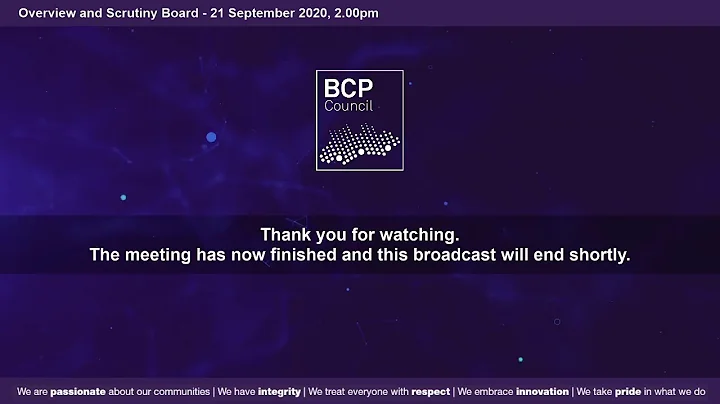 Overview and Scrutiny Board 21 September 2020, 2.00pm  |  BCP Council