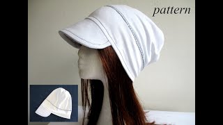 Jersey Beanie Hat With Visor And Gathered Top | Sewing Pattern & Photo Tutorial Links Below