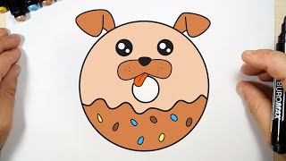 How To Draw A Cute Donut Dog | Drawing coloring