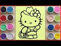 Tô màu tranh cát Hello Kitty đi khám phá rừng - Sand painting Kitty goes hiking (Chim Xinh channel)