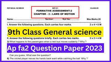 Ap 9th Class Fa-2 Real sciencePaper 2023-24|9th Class general science fa2 question paper 2023-24 💯