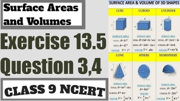 Class 9 Maths | Chapter 13 | Exercise 13.5 Question 3,4 In Hindi | Surface Areas and Volumes | NCERT